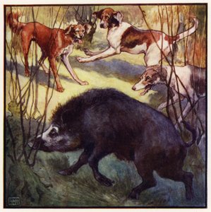 Abaixando um pouco a cabeça, ele veio direto para mim (lito colorido) de John Edwin Noble