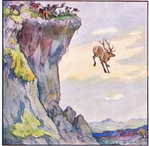 O fanfarrão mergulhou no abismo abaixo (lito colorido) de John Edwin Noble