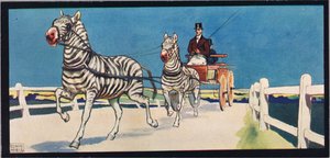 Zebras puxando um carrinho, ilustração de 