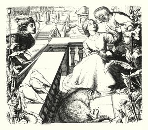 O Sonho do Dia (gravura) de John Everett (after) Millais