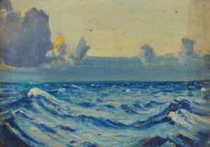 Paisagem marítima, finais do século XIX - meados do século XX (óleo sobre tela) de John Everett