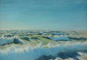 Paisagem marítima, finais do século XIX - meados do século XX (óleo sobre papel) de John Everett