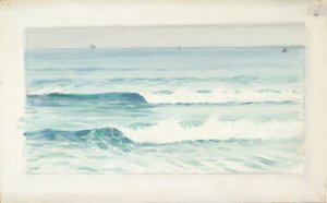 Paisagem marítima, finais do século XIX - meados do século XX (óleo sobre papel) de John Everett