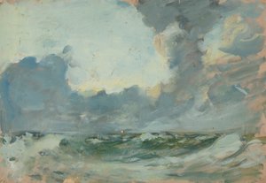 Paisagem marítima, finais do século XIX - meados do século XX (óleo sobre papel) de John Everett