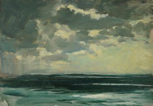 Paisagem marítima, finais do século XIX - meados do século XX (óleo sobre papel) de John Everett