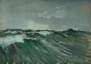 Paisagem marítima, finais do século XIX - meados do século XX (óleo sobre papel) de John Everett