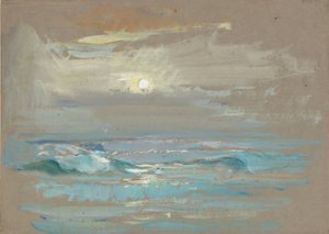 Paisagem marítima. Luar sobre um mar calmo, finais do século XIX - meados do século XX (aguarela)