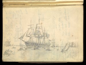 Paisagem marítima, Caderno de esboços de John Everett