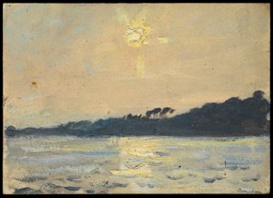 Paisagem marítima, início a meados do século XX (óleo sobre papel) de John Everett