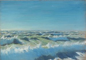 Paisagem marítima, finais do século XIX - meados do século XX (óleo sobre papel) de John Everett