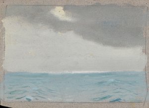 Paisagem marítima, finais do século XIX - meados do século XX (óleo sobre papel) de John Everett