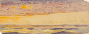 Paisagem marítima, mar amarelo e nuvens roxas, finais do século XIX - meados do século XX (aguarela, pastel) de John Everett