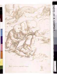 Proteção horrível contra Midges, 1853 (pena e tinta marrom no papel) de John Everett Millais