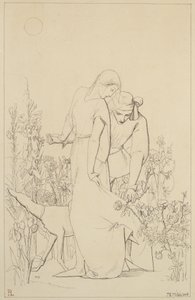 Amantes por uma roseira, 1848 de John Everett Millais