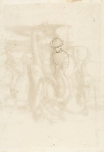 Rejeitado, Verso: Esboço de uma mulher, 1853 (caneta e tinta marrom no papel) de John Everett Millais