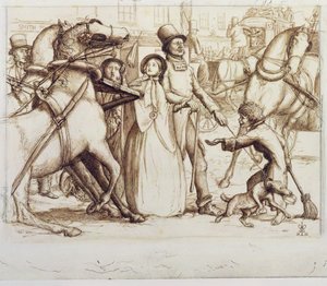 The Blind Man, 1853 (caneta, tinta, lavagem e grafite em papel de capa) de John Everett Millais