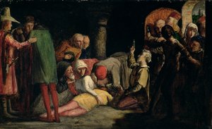 A morte de Romeu e Julieta, c.1848 (óleo sobre cartão) de John Everett Millais