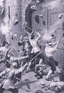 O saco de Dundee 1 de setembro de 1651: marinheiros ingleses atacam o Porto Wellgate, ilustração de 