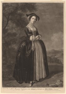 Sra. Margaret Woffington no Personagem da Sra. Ford nas Alegres Comadres de Windsor de John Faber II after Edward Haytley