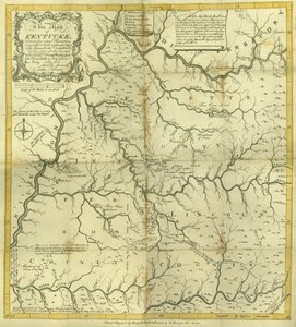 Mapa de Kentucke ..., gravado por Henry D. Pursell, impresso por T. Rook, Filadélfia, 1784