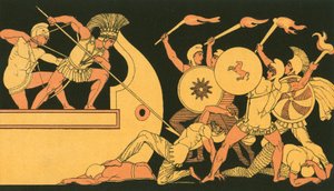 Ajax defendendo os navios gregos contra os troianos de John Flaxman