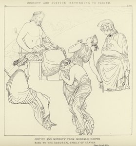 Modéstia e justiça retornando ao céu de John Flaxman