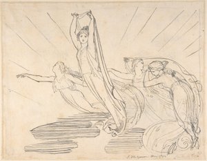 Manhã: Odisseia de Pope, livro 12 (recto); estudo para o desenho final (verso) de John Flaxman