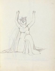 Sra. Siddons como Constance, 1783 (caneta, tinta e papel) de John Flaxman