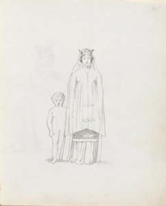 Sra. Siddons como Constance com criança, 1783 (caneta, tinta e papel) de John Flaxman