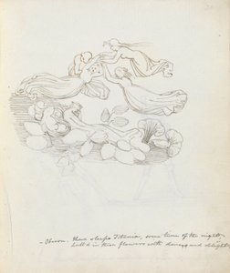 Oberon. Dorme Titania, alguma hora da noite ..., 1783 (caneta, tinta e papel) de John Flaxman