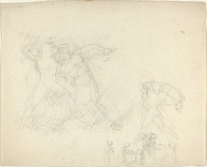 Folha de estudos, incluindo um homem lutando contra um centauro de John Flaxman