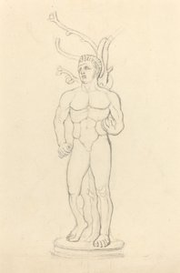 Estátua de um nu masculino diante de uma árvore de John Flaxman