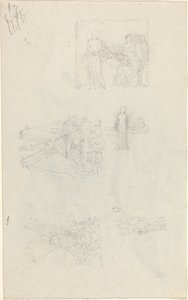 Estudos de um leito de enfermo e decorações para a fachada do Palácio de Buckingham [reto e verso] de John Flaxman