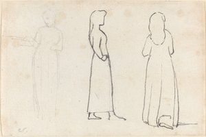 Três esboços de uma mulher em pé de John Flaxman