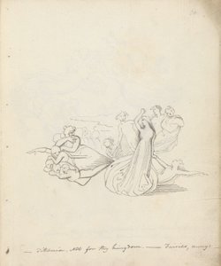 Titânia Não para o teu reino. - Fadas longe, 1783 (caneta, tinta e papel) de John Flaxman