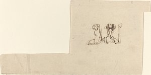 Duas figuras femininas sentadas com os braços levantados sobre a cabeça de John Flaxman
