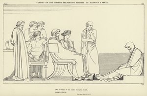 Ulisses no Lar, apresentando-se a Alcino e Arete de John Flaxman