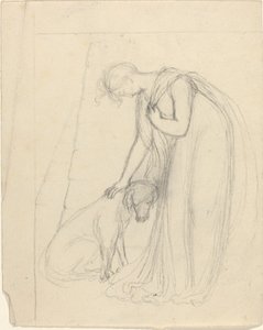 Mulher acariciando um cachorro de John Flaxman