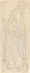Mulher tocando uma harpa (Lavinia Banks?) de John Flaxman