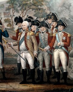 Oficiais britânicos Tarleton, Cornwallis, Abercrombie, O