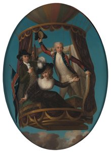 O Capitão Vincenzo Lunardi com o seu assistente George Biggin, e a Sra. Letitia Anne Sage, num Balão de John Francis Rigaud