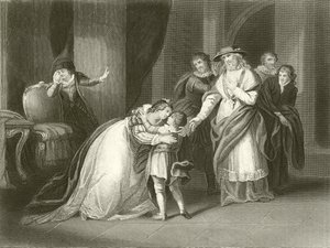 Elizabeth Rainha de Edward IV se despede com seu filho, o duque de York