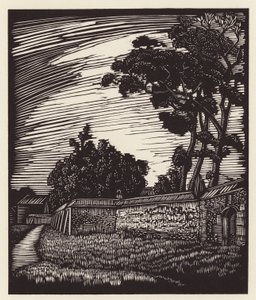 Cambridge: Muro de Peterhouse, Coe Fen (xilogravura)
