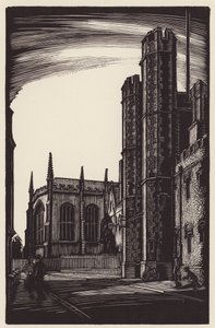 Cambridge: Porta de entrada de São João e extremidade leste da Capela da Trindade (xilogravura)