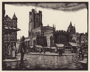 Cambridge: O Mercado (xilogravura) de John Frederick Greenwood