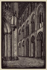Catedral de Ely: A Nave olhando para Oeste (xilogravura) de John Frederick Greenwood