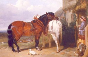 Carthorses à porta de uma casa de campo de John Frederick Herring Senior