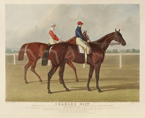 "Charles XII", o vencedor do Grande St. Leger Stakes em Doncaster, 1839, gravado por Charles Hunt (1803-77), pub. por S. und J. Fuller, 1839 (aquatinta)