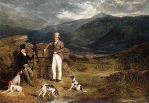Dois cavalheiros com ponteiros em um galo silvestre, 1824 de John Frederick Herring Senior