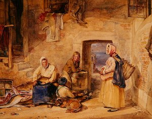Pescadoras de Newhaven, Edimburgo, c.1831-32 (aguarela sobre papel) de John Frederick Lewis